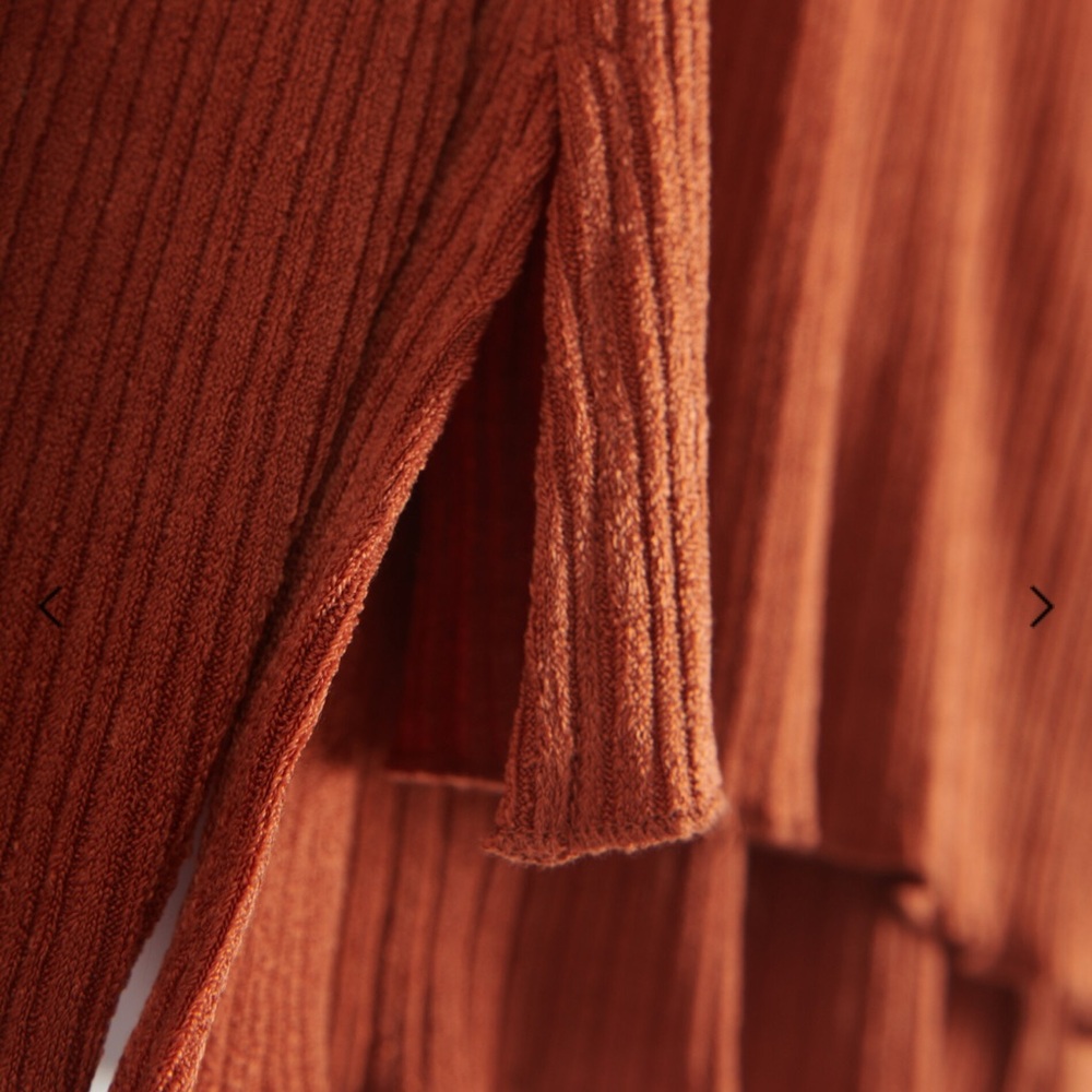 RESERVED Rust Ribbed Long Sleeve Top - Picture 5 of 7